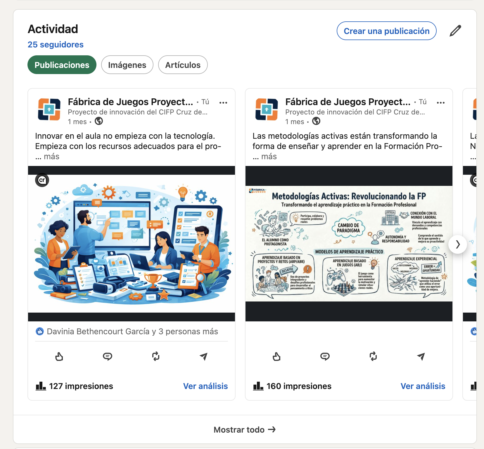 Actividad de LinkedIn de Fábrica de Juegos