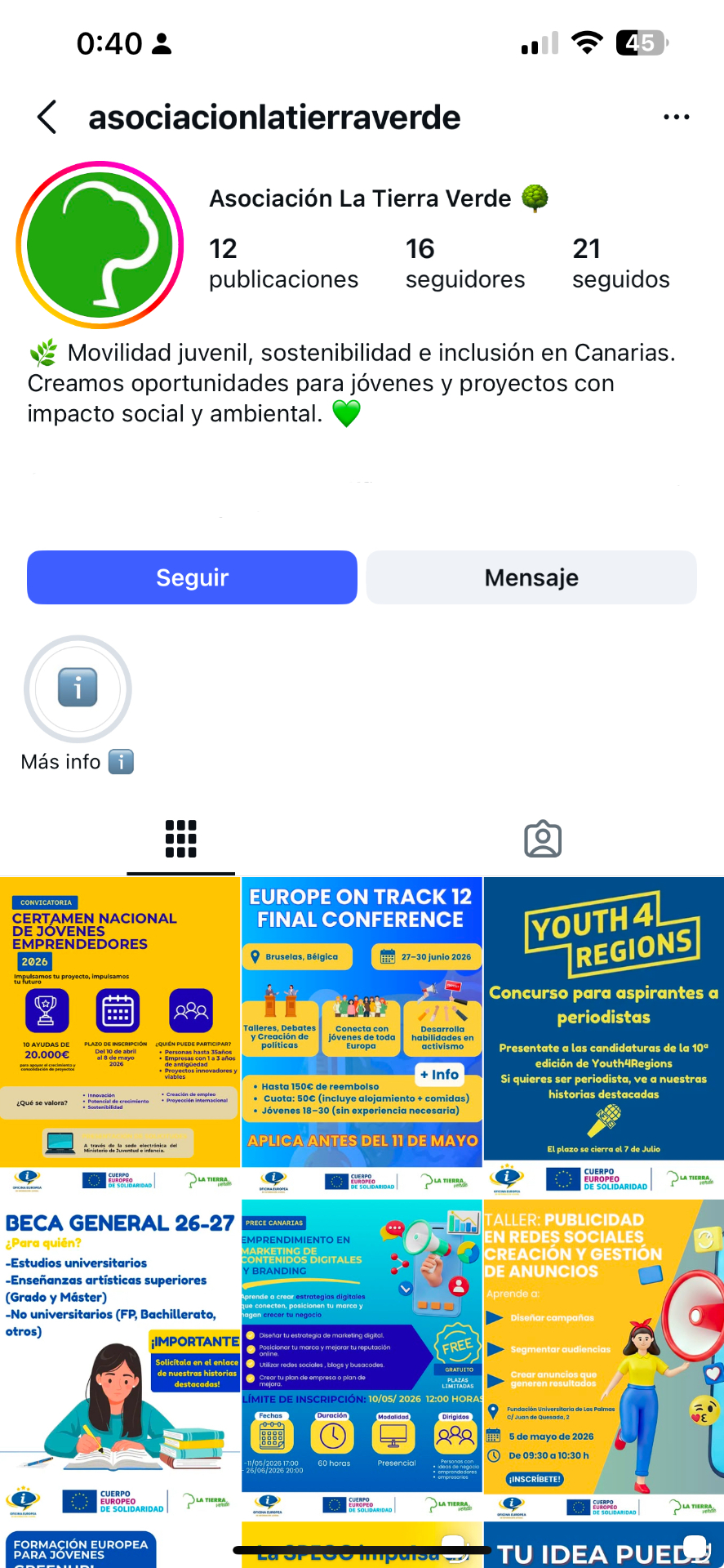 Feed de Instagram del proyecto